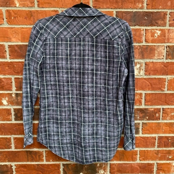 Rock & Republic Womens Small Burn Out Washout Studded Plaid Button Down Shirt - Picture 4 of 9